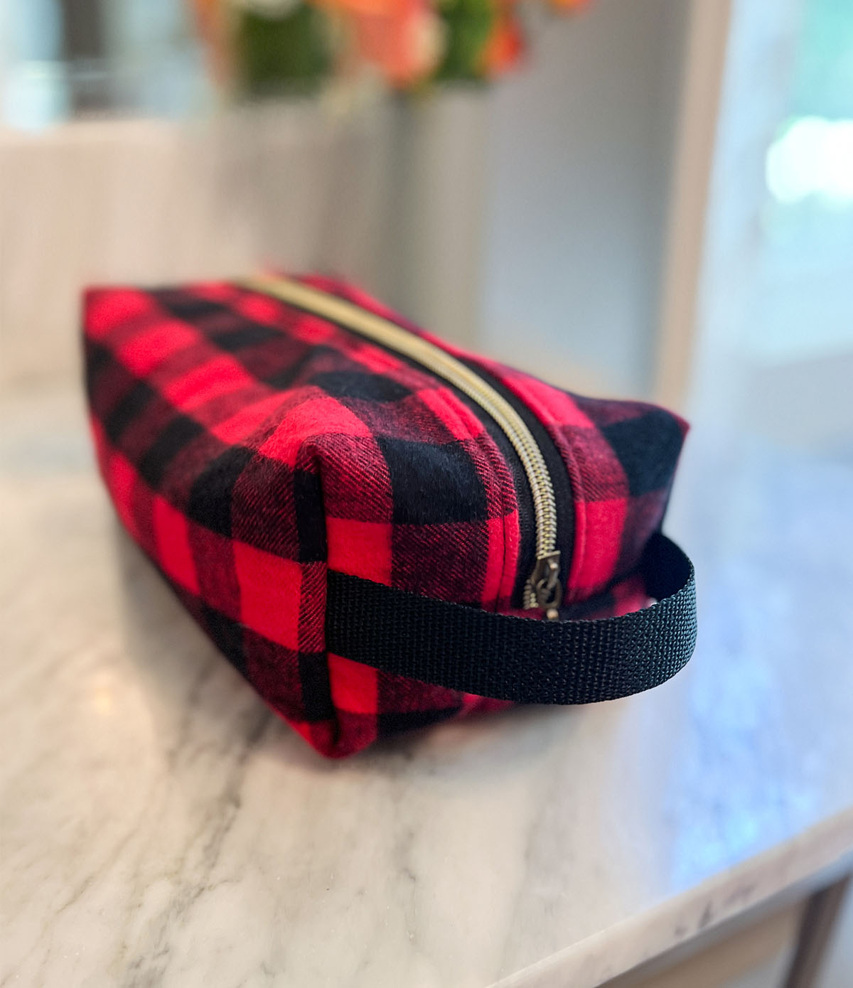 Flannel Toiletry Bag - Red Buffalo