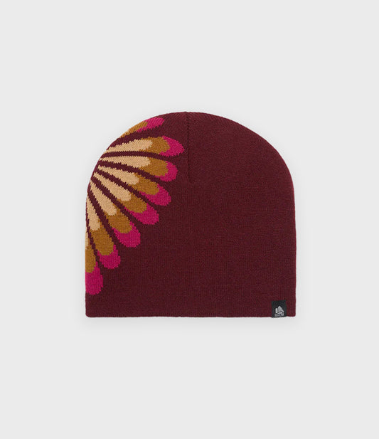 Macro Palm Heart Skully Beanie - Burgundy