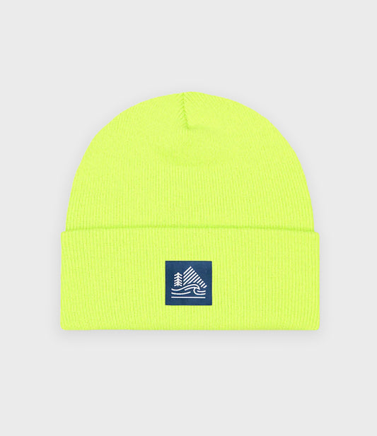 Cuffed Ribbed Beanie - Fluorescent Green