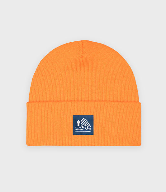 Cuffed Ribbed Beanie - Hot Orange