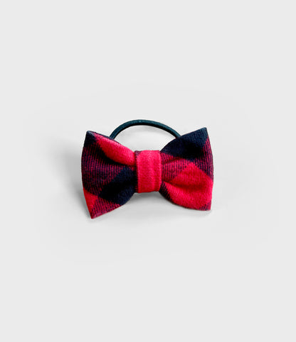 Flannel Hair Bow - Red Buffalo