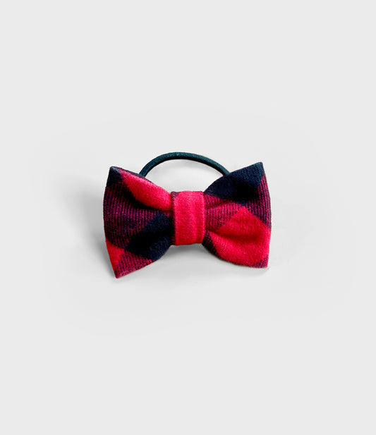 Flannel Hair Bow - Red Buffalo