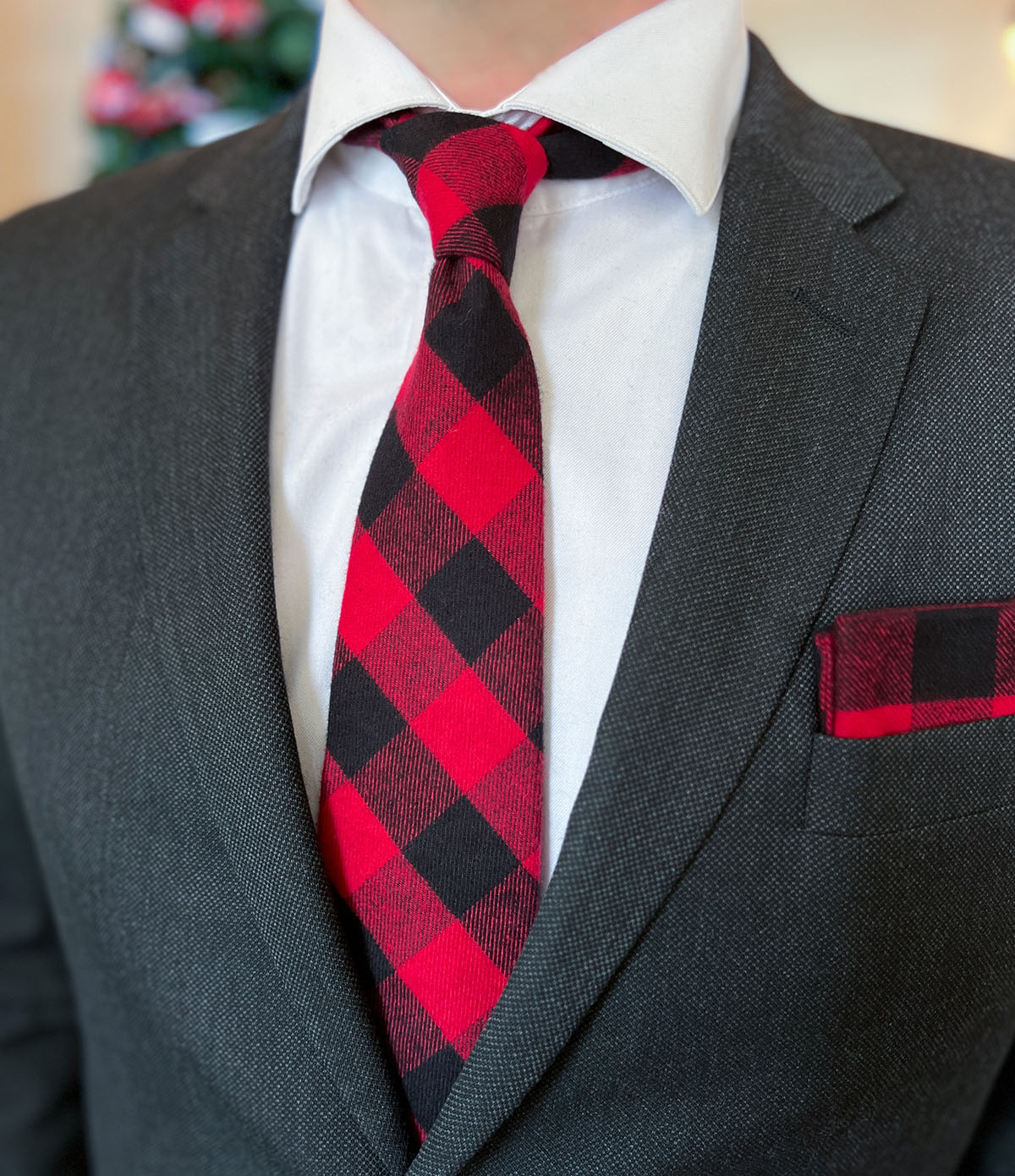 Flannel Pocket Square - Red Buffalo