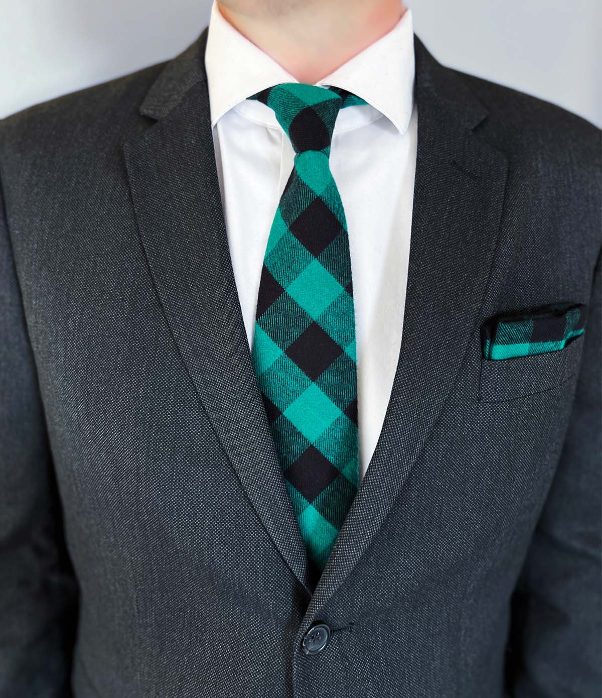 Flannel Pocket Square - Green Buffalo